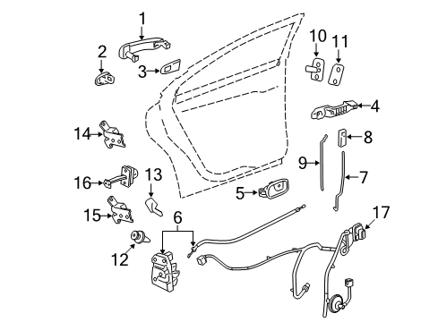 2008 Chevrolet Malibu Rear Door Regulator Diagram for 25797228
