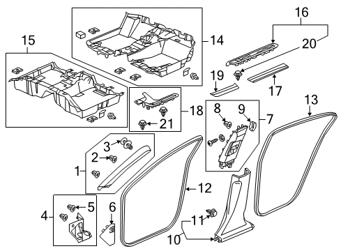 2020 Acura RLX Interior Trim - Pillars, Rocker & Floor Garnish Assembly (Light Jewel Gray) Diagram for 84151-TY2-A02ZB