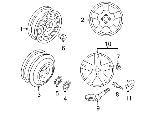 2009 Chevrolet Aveo5 Wheels, Covers & Trim Wheel Nut Diagram for 94515463