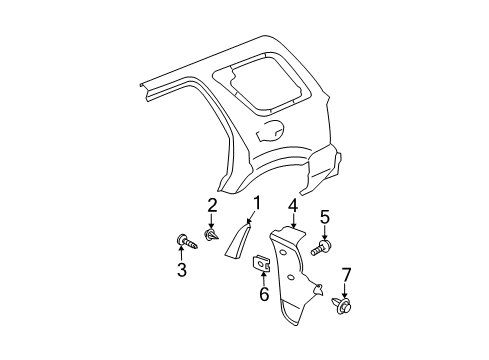 2011 Ford Escape Exterior Trim - Quarter Panel Front Molding Screw Diagram for -W705848-S300