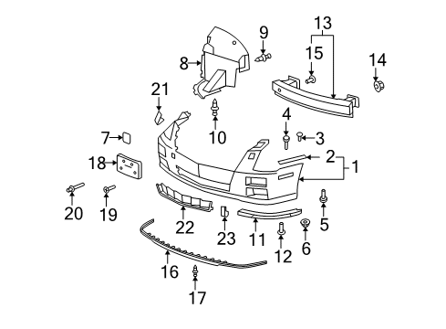 2011 Cadillac STS Front Bumper Liner Extension Diagram for 25911106