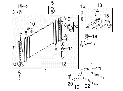 2013 Infiniti M37 Radiator & Components Radiator Assembly Diagram for 21460-1MA0A