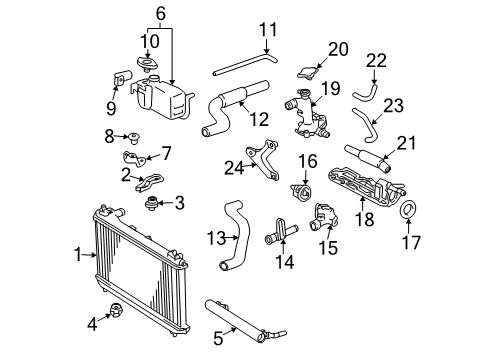 1999 Toyota Solara Radiator & Components, Cooling Fan Hose, Radiator, Inlet Diagram for 16571-20020