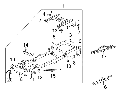 2001 GMC Sierra 1500 Frame & Components Support Asm-Trans *Marked Print Diagram for 15040426