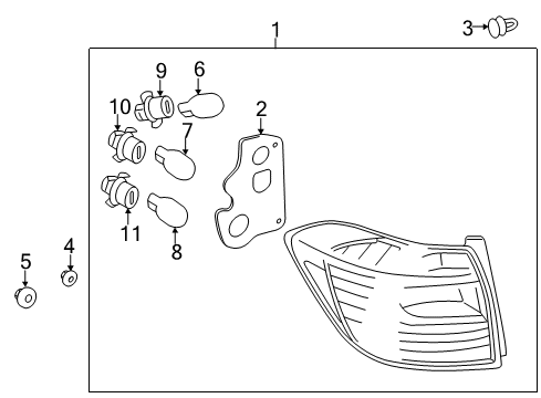 2012 Toyota Highlander Bulbs Combo Lamp Assembly Diagram for 81550-0E070