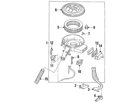1988 Nissan Sentra Heated Air Intake Air Cleaner Assembly Diagram for 16500-69A13