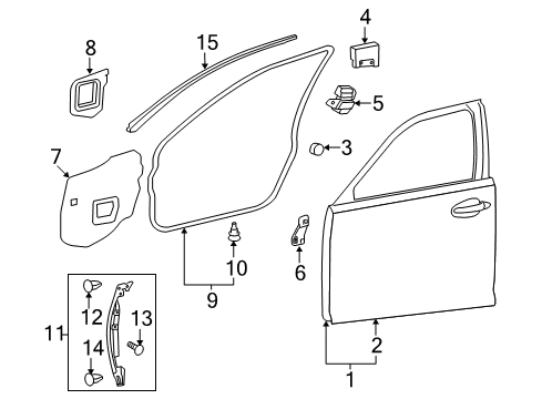 2016 Lexus LS460 Front Door Panel Sub-Assembly, Door Diagram for 67001-50121