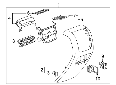 2021 Cadillac XT5 Center Console Rear Trim Panel Diagram for 84753466