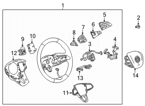 2022 Buick Enclave Steering Wheel & Trim Radio Switch Bracket Diagram for 84411334