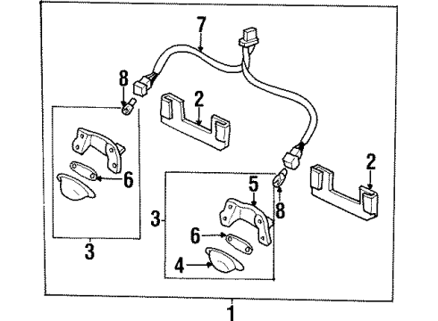 1998 Acura CL License Lamps Housing Diagram for 34102-SH3-A01