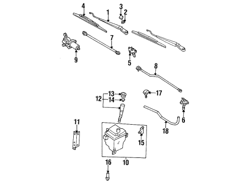 1995 Nissan Maxima Wiper & Washer Components Pivot Assy-Wiper, No 2 Diagram for 28860-40U00
