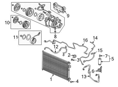 2003 Honda Civic A/C Condenser, Compressor & Lines Receiver Diagram for 80351-S5T-A11