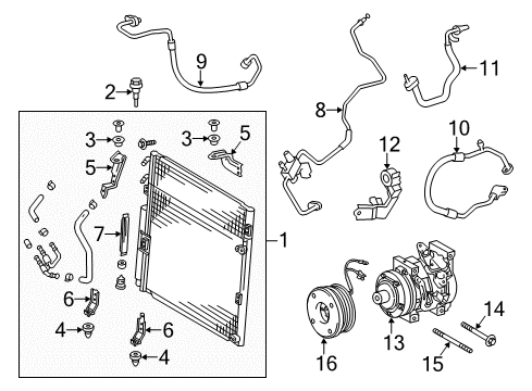 2019 Toyota Tundra A/C Condenser, Compressor & Lines Condenser Diagram for 88460-0C110