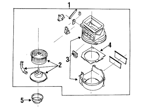 1993 Nissan Altima Blower Motor & Fan Blower Assy-Front Diagram for 27200-1E410