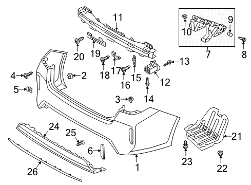 2017 Kia Optima Rear Bumper Bracket-Rear Rail Upper Diagram for 86634A8100