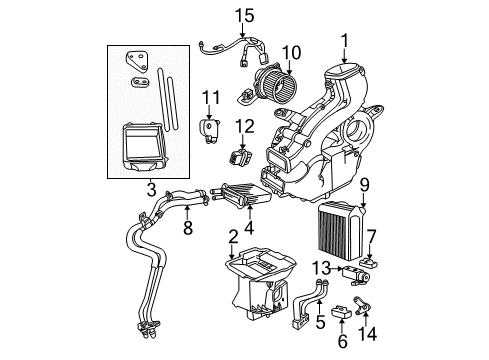 2001 Dodge Grand Caravan Auxiliary A/C & Heater Unit Motor-Blower With Wheel Diagram for 5019185AA