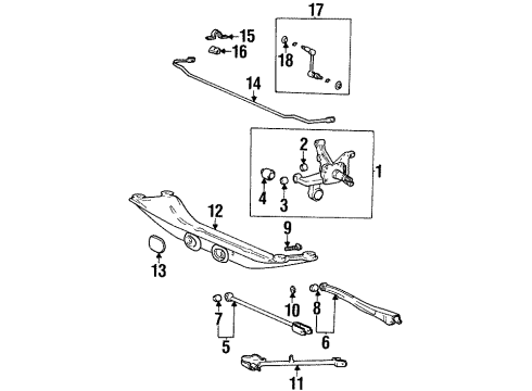 1998 Hyundai Elantra Rear Suspension Components, Lower Control Arm, Stabilizer Bar Crossmember Assembly-Rear Diagram for 62610-29010