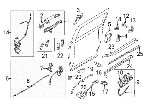 2014 Kia Sedona Side Loading Door - Lock & Hardware Housing-Rear Door Inside Handle Diagram for 836124D000BQ