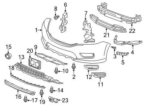 2014 Honda Accord Automatic Temperature Controls Pp Box, FR Bumper Diagram for 71172-T2F-A00