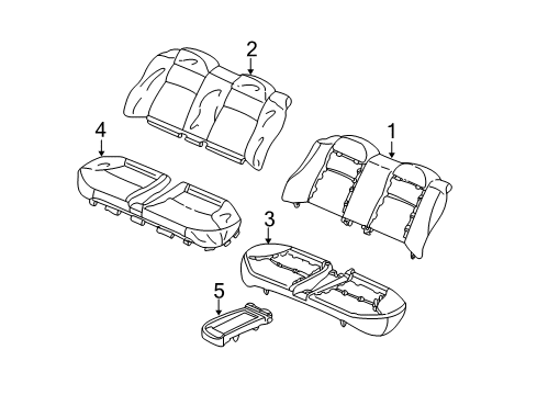 2001 Honda Civic Rear Seat Components Pad & Frame, Rear Seat Cushion Diagram for 82132-S5W-A01