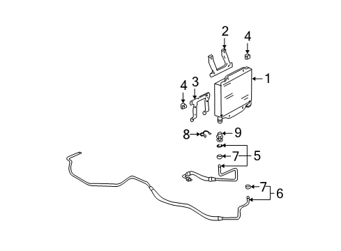 1996 GMC C2500 Trans Oil Cooler Transmission Cooler Lower Bracket Diagram for 15974696