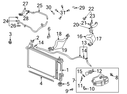 2006 Buick Rendezvous Radiator & Components Insulator Retainer Diagram for 22718305