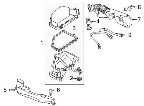 2019 Chevrolet Volt Powertrain Control Outlet Duct Bracket Diagram for 23157556