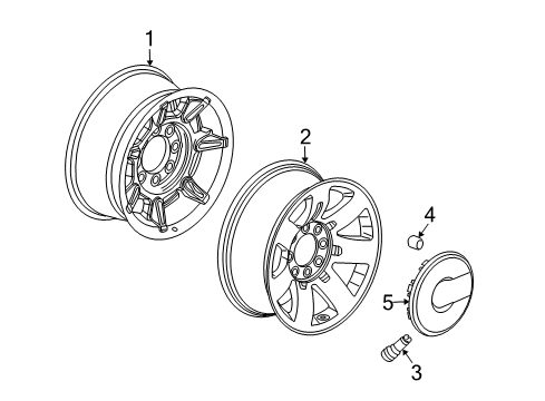 2006 Hummer H2 Wheels Wheel Rim-17X8.5 Front Diagram for 15228779