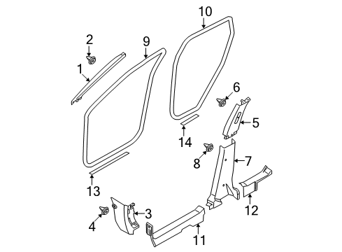 2014 Nissan Rogue Select Interior Trim - Pillars, Rocker & Floor GARNISH Assembly-Front Pillar, LH Diagram for 76912-JM02A