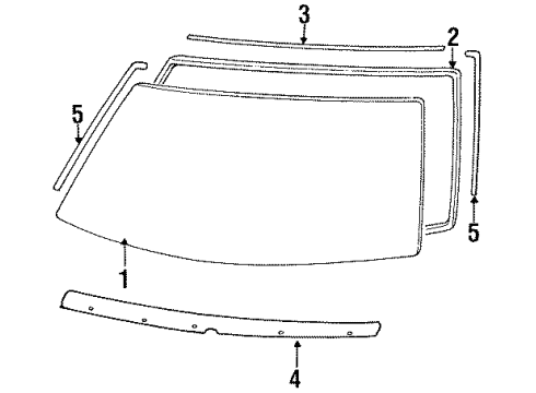 1989 Toyota Celica Windshield Glass, Reveal Moldings Glass, Windshield Diagram for 56111-20490