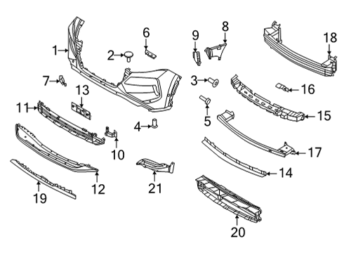 2021 Nissan Rogue Bumper & Components, Spoiler Nut Diagram for 62599-3S51A