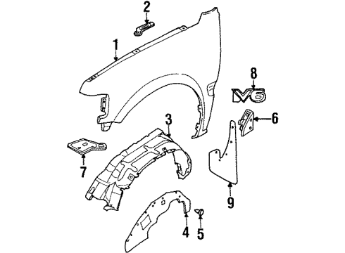 1998 Honda Passport Fender & Components, Exterior Trim Cover Mud, Fender Sk Diagram for 8-97222-524-1