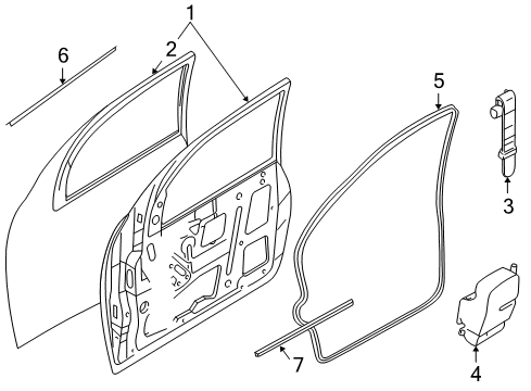 2007 Ford Focus Front Door Weatherstrip Diagram for 2M5Z-5420708-BA