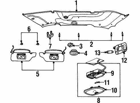 2001 Ford Windstar Interior Trim - Roof Interior Lamp Diagram for XF2Z13776AAD