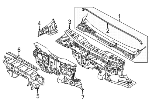 2022 Kia Carnival Cowl Panel Assembly-COWL & Da Diagram for 64200R0000