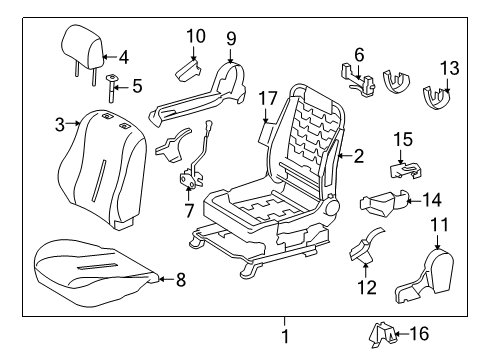 2010 Scion xD Front Seat Components Cushion Shield Diagram for 71874-52070-B0