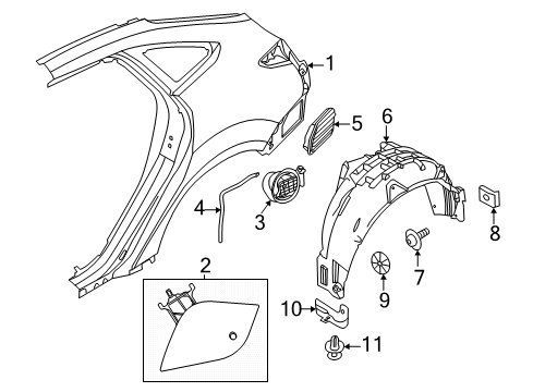 2017 Ford Focus Quarter Panel & Components Quarter Panel Diagram for CM5Z-5827841-A