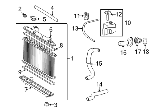 2011 Toyota Camry Radiator & Components Radiator Assembly Diagram for 16410-AZ032