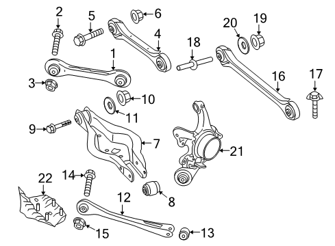 2019 BMW 430i Gran Coupe Rear Suspension Components, Rear Axle, Lower Control Arm, Upper Control Arm, Stabilizer Bar Wheel Carrier, Rear Left Diagram for 33326797507