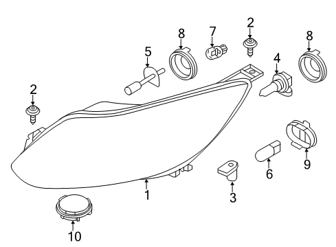 2014 Ford Focus Headlamps Lower Cap Diagram for CV6Z-13N019-A