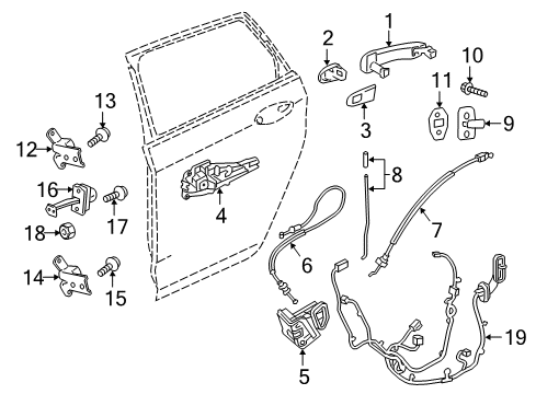 2018 Buick Regal TourX Rear Door Upper Hinge Diagram for 13590932