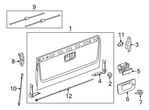 2007 GMC Sierra 1500 Tail Gate Lock Cylinder Diagram for 25775278