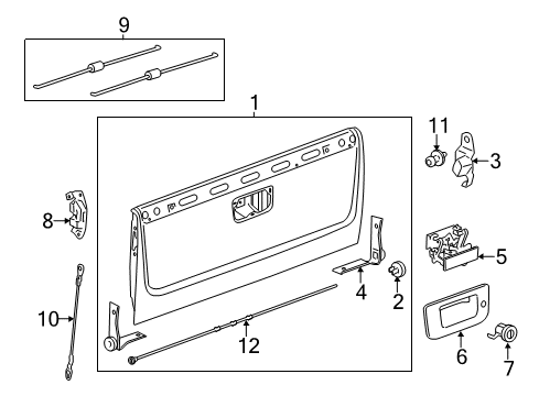 2007 GMC Sierra 1500 Tail Gate Tail Gate Diagram for 20885080