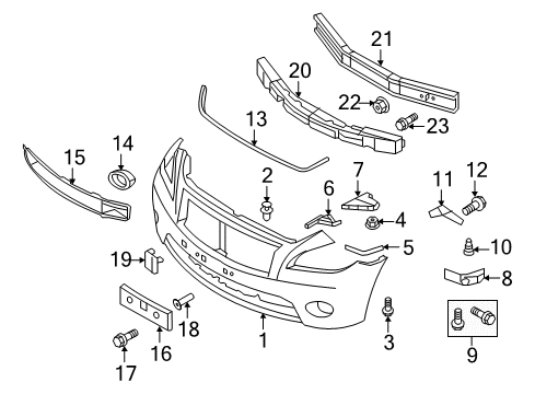 2014 Infiniti Q70 Front Bumper Clip Diagram for 62228-1MA0A