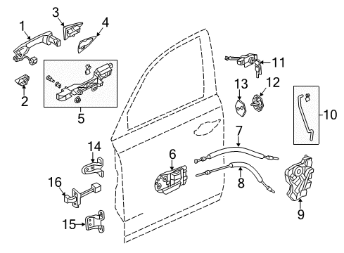 2020 Acura MDX Front Door Handle, Driver Side (Extreme Crimson Pearl) Diagram for 72181-TYS-A02ZB