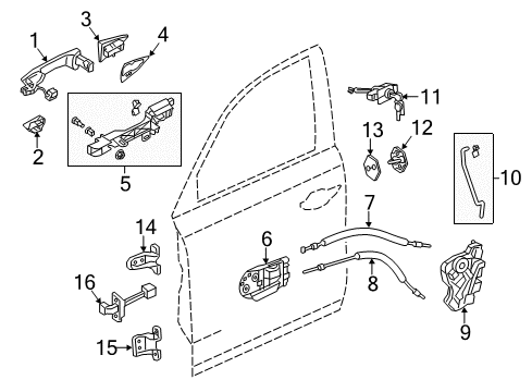 2020 Acura MDX Front Door Handle, Passenger Side (Apex Blue Pearl) Diagram for 72141-TYS-A02ZG