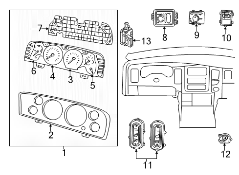 2005 Dodge Ram 2500 Cluster & Switches Cluster Diagram for 56051101AH