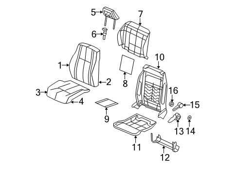 2017 Jeep Patriot Front Seat Components Pad-Seat Cushion Diagram for 68140082AA