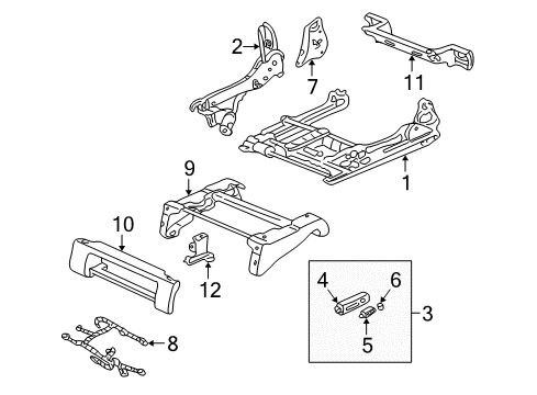 2004 Acura MDX Tracks & Components Switch Assembly, Passenger Side Power Seat (8Way) (Moon Lake Gray) Diagram for 81250-S3V-A01ZB