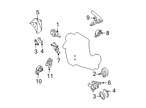 2003 Nissan Altima Engine & Trans Mounting Engine Mounting Bracket, Front Diagram for 11274-8J000